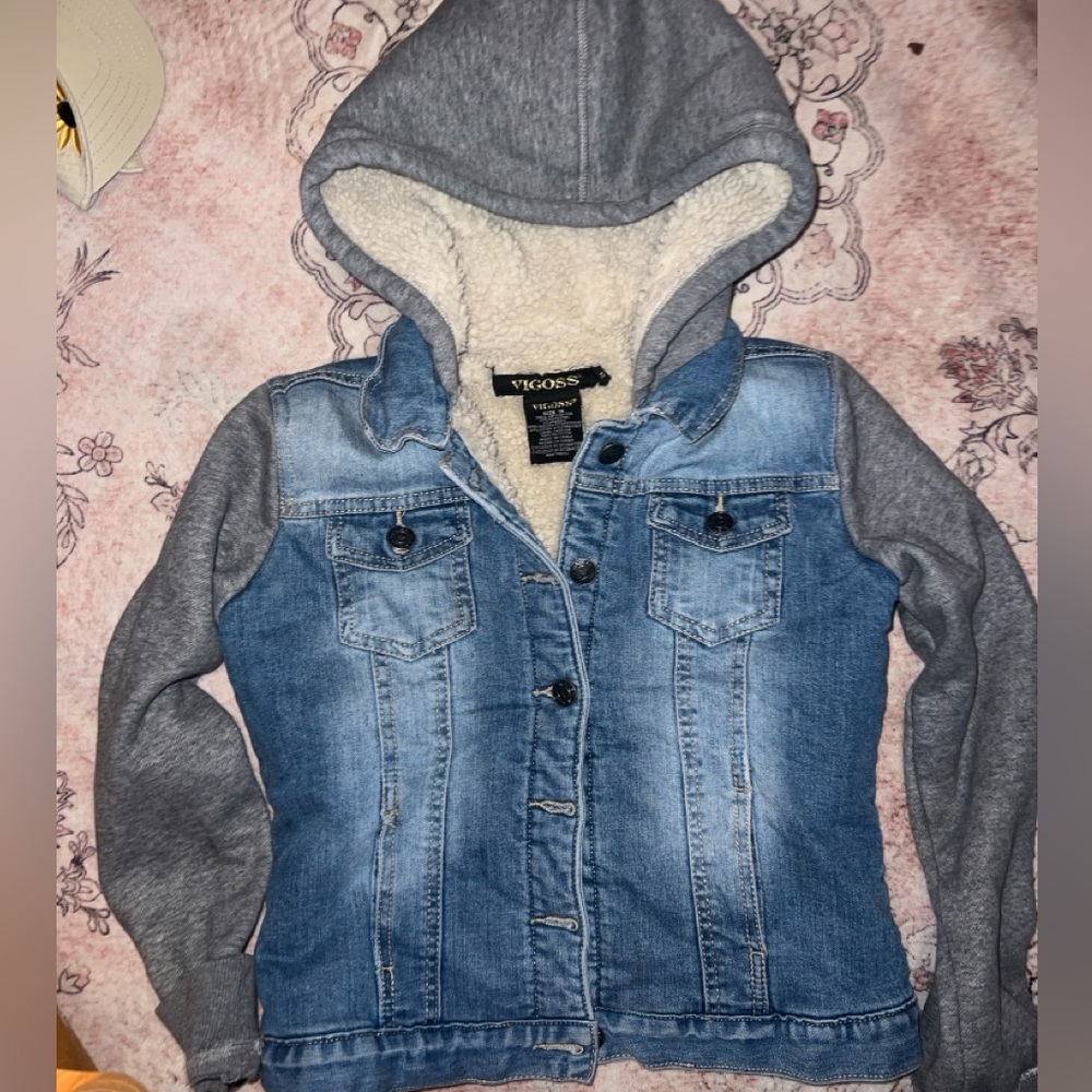 Vigoss Kids Blue Denim Jacket with Gray Sleeves